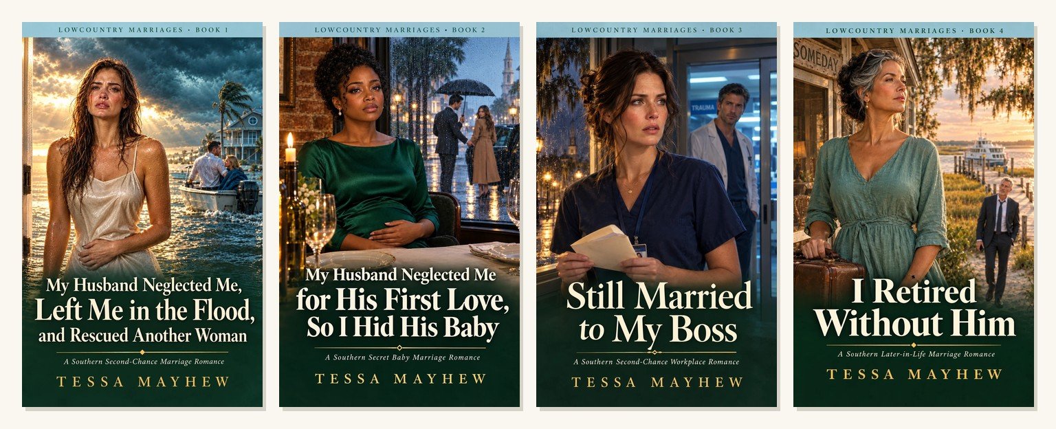 Lowcountry Marriages romance series by Tessa Mayhew: Books 1 through 4 side by side